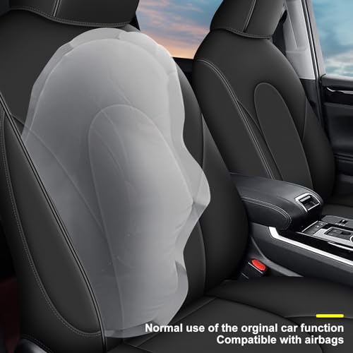 AOMSAZTO Custom Fit Highlander Seat Covers: for Toyota Highlander 2020 2021 2022 2023 2024 2025-Three-Row 7 Seats,Second Row Captain Chair Faux Leather-Black