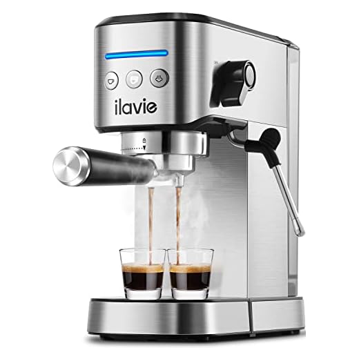 ILAVIE Espresso Coffee Machines with Steamer, 20 Bar Pump Espresso and Cappuccino latte Maker, Espresso Machine Easy to Use for Home Barista, 1350W, Stainless Steel