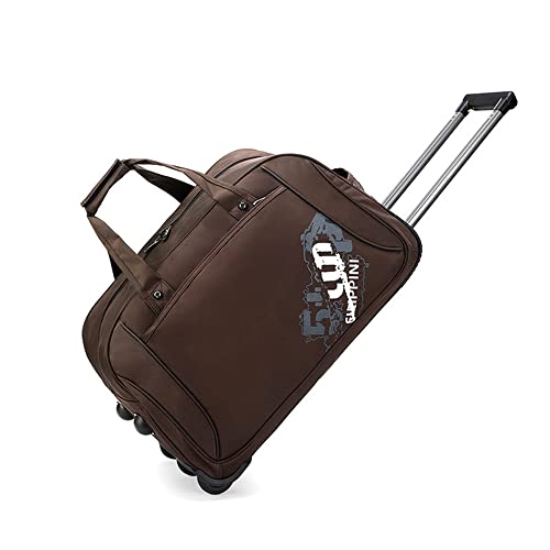 Mala de Viagem Oxford com rodinhas, bolsa de negócios unissex, bolsa de viagem de grande capacidade a bordo (Marrom, G)