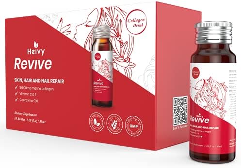 Heivy Liquid Collagen for Women, Collagen Drink, Marine Collagen, Collagen Liquid for Women for Hair Growth, Skin Repair, Nail Strength, 1.69 Fl Oz (Pack of 10), Collagen Drink for Reviving