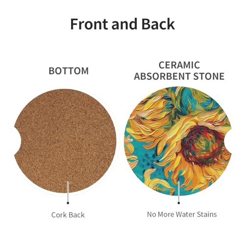 2pcs posavasos absorbentes para carro diseño girasol miniatura 2