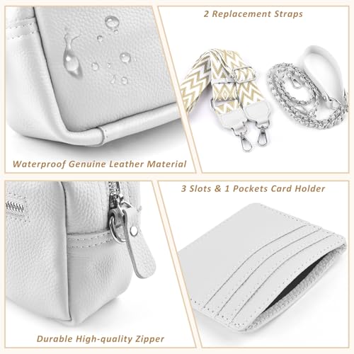 BROTOU Crossbody Bags for Women Leather Purses Small Handbags & Shoulder Bag with Adjustable Wide Strap with Gift Box (White)3