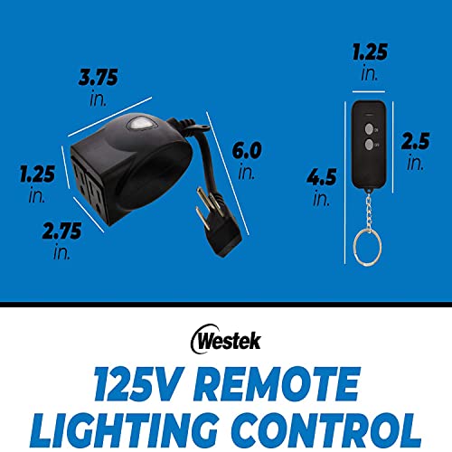Westek Outdoor Remote Control Outlet Switch Kit With Wireless Receiver (Rfk326Lc) , Black #TOP4