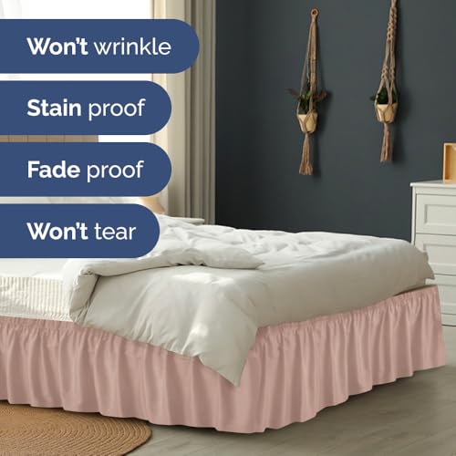 Cache-sommier plissé 38 cm pour lit simple en tissu brossé