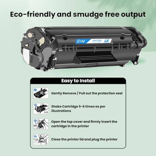 Image of EVM ETC 12A Laser Printer Cartridge for HP LJ 1010 /1012 /1015 /1018 /1020 /1022 /1022N /1022NW /3015 /3020 /3030 /3050 /3052 /3055 /M1005 /M1005 /MFP /M1319f MFP, Canon LS LBP2900 /2900B /3000