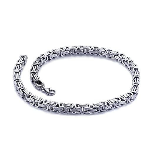 AmDxD Chaîne pour Homme Argent, Chaîne pour Homme Boucle en Forme de Chaîne Épaisse Acier Inoxydable 6mm55cm