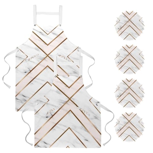 Tablier de serveuse chic à motifs dorés pour bistrot et bar