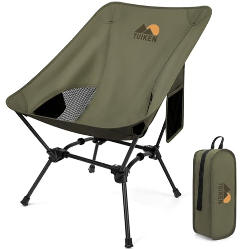Image of Ultralight Camping Chair Backpacking Chair, Portable Camp Chair with Cup Holder & Storage Bag, Lightweight Compact Folding Chair for Hiking, Travel, Picnic Mountaineering-Gark Green