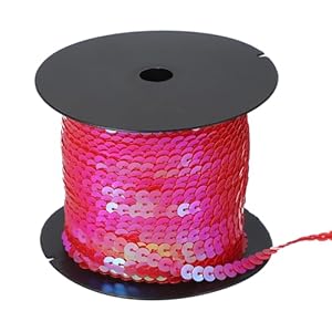 Sourcing Map Rotes Paillettenband, 6 mm, 9,1 m