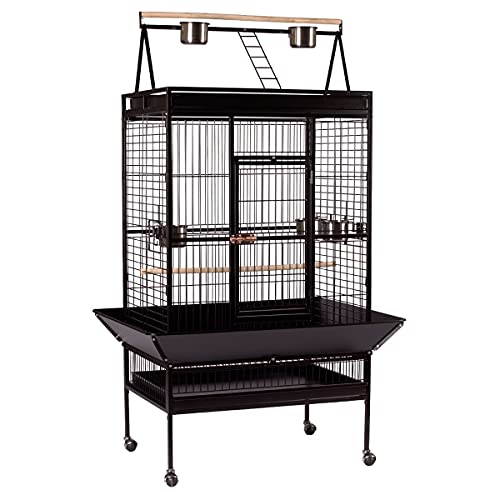 CENTRAL FISH AQUARIUM Foldable Metal Bird Cage For Macaw,Grey Parrot,Cocktail, Conures,Amazon,Cuckatoo With Stand,Wheel,Play Top, Tray - L:102.5X B:80 X H:172 Cms/Bar Spacing 24Mm-Black Colour Only (B0993W76LY) Amazon Price History, Amazon Price Tracker