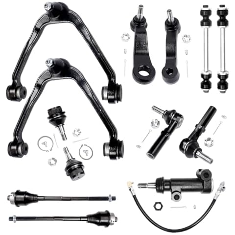 13pc Front Upper Control Arm Ball Joint Sway Bar Tie Rod Pitman Arm Idler Arm Bracket Suspension Kit Comaptible with Silverado Sierra 1500 Steel Control Arms ONLY Cover