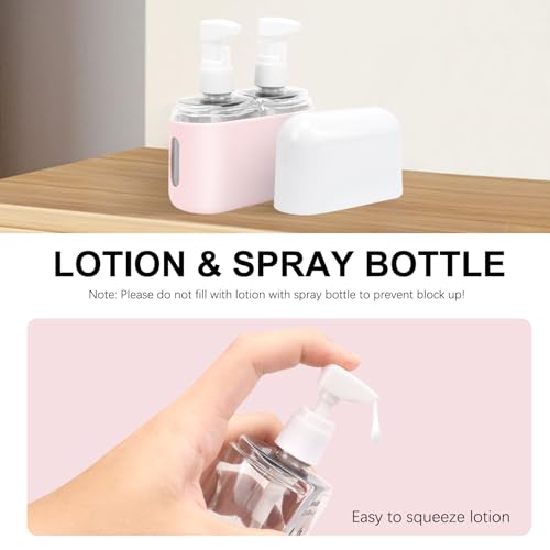 Skycase Travel Bottles - Leak Proof Refillable Tsa Approved Travel Size Toiletries, 2 in 1 Liquid Bottles Containers with Labels and Funnel Airplane Accessories Kits for Lotion Liquid (Pink)3