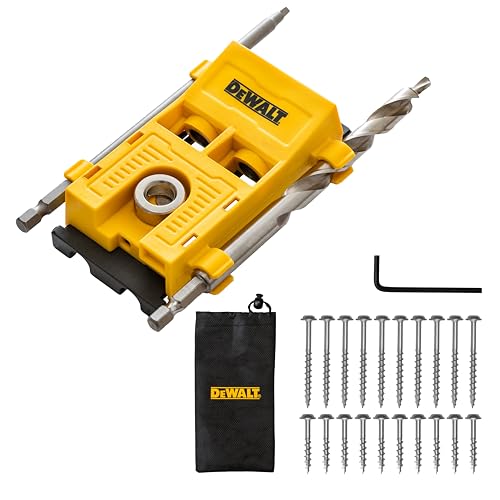 DEWALT Twin Pro Pocket Hole Jig Kit with MagniClip Storage System Pocket Hole Jig with Twin Drill Guide Pocket Hole Drill Bit Storage bag & Pocket Screws Heavy-Duty Drill Jig for Woodworking