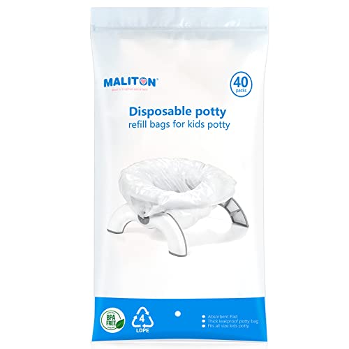 Image of 40 Packs Disposable Potty Bags for Toddler Portable Toilet, Travel Potty Liners fit for OXO Tot 2-in-1 Go Potty, Maliton Potty Training Bags fit Most Kids Portable Potty