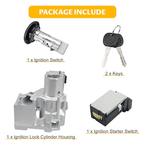 924-715 US-312L 924-713 Ignition Assembly | Lock Cylinder Switch & Cylinder Housing & Starter Switch | Compatible with Chevy Silverado Suburban GMC Sierra Cadillac 2001 2002 2003 2004 2005 2006 2007