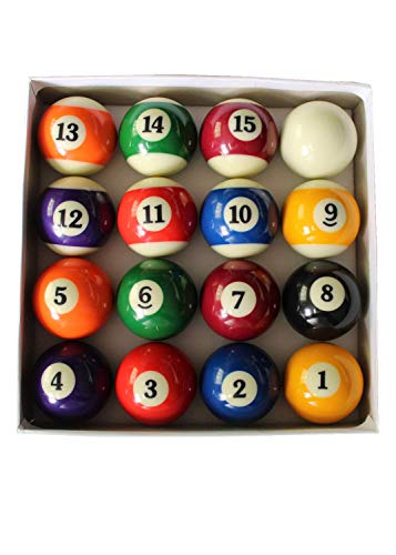 JT2D Set de 16 Boules de Billard Américain en résine (57mm) 15 Boules Multicolores numérotées Cover