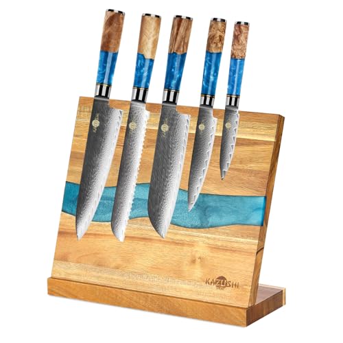 Magnetleiste Messer, 22.5x26cm Messerhalter Magnetisch, Eingebettetes Epoxidharz Decorative Countertop Magnetic Knife Holder,Messerblock Ohne Messer