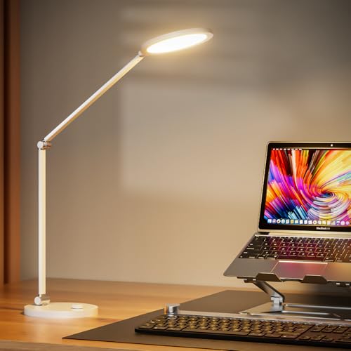 LED Desk Lamp, Metal Desk Light 14W 1200LM, Best Task Lamp for 3 Work Mode Stepless Dimming, Adjustable Swing Arm Task light, Timer Home Office Desktop Lamp for Reading, Crafting, Sewing, Puzzle, Nail