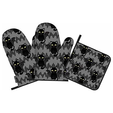 Samgula Halloween Cat Oven Mitts Set Cover