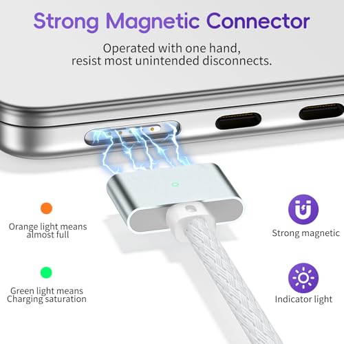 Pellzell Cabo USB-C para magnético 3 de 140 W, compatível com cabo de carregamento magnético MacBook