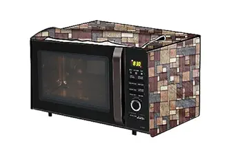 The Furnishing Tree PVC Waterproof Microwave Oven Cover compatible for Haier 20 L Convection HIL2001CSPH Seamless Pattern Brown