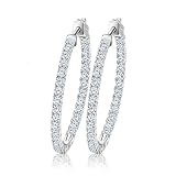 uPrimor Inside-Out Hoop Earrings ~38mm (1.5 in) Paved with Luxury AAA Cubic Zirconia, Platinum Plated Loops Round Earrings