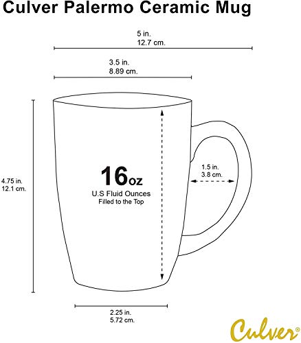 Culver 16-Ounce Palermo Ceramic Mug Set of 4 Marbleized (White and Brown) - Thumbnail 4