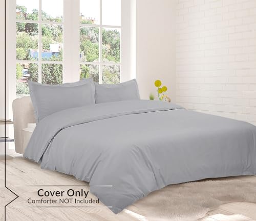 Image of ROYALE LINENS Silver Duvet Cover King Size - 3 Piece Bedding Comforter Covers - Zipper Closure - 1 King Duvet Cover 104x90 inches and 2 Pillow Shams - No Comforter Included