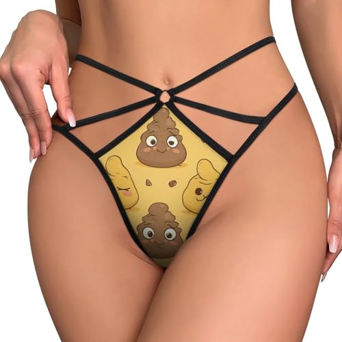 Anceky String à Motif de Merde de Caca drôle pour Femmes, Culotte Extensible à Dos en T, sous-vêtements imprimés drôles