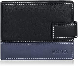 Amazon Brand - Eono RFID Leather Wallets-Slim Purse with Zipper Coin Pocket for Men (Navy Nappa)
