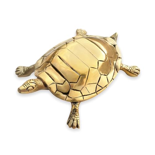 Image of Brass Vaastu Tortoise | Turtle | Weight - 1120 Gram Approx | Size - 22 x 12 cm | Feng Shui | Vastu Shastra Remedies | Turtle for Good Luck | Pack of 1