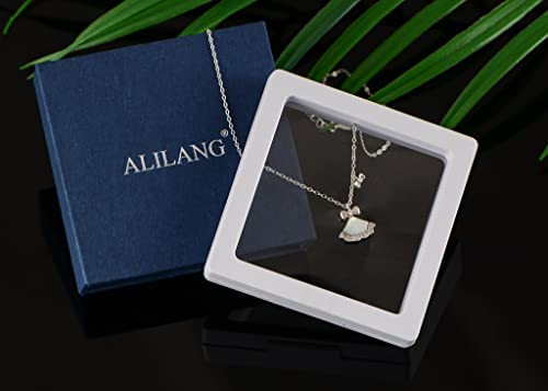 Image of Alilang Sparkling Crystal Rhinestone Seashell Skirt Necklace - 925 Sterling Silver Fan Pendant Necklaces For Women With Bow
