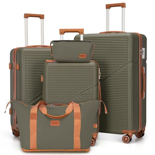 Image of Cosbarn Luggage Sets 5 Piece Suitcases with Wheels, Suitcase Set ABS Hard Case Luggage with TSA Lock Spinner Wheels Durable Travel Luggage (5-Piece Set(20 inch /24 inch /28 inch))