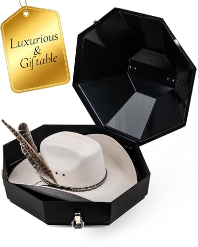 Mavericrest Cowboy Hat Travel Case with Mirror & Latches