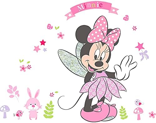 Wall Stickers-Miotlsy Mickey Wall Stickers Pink Flowers Home Wall Decals Wall Decorations Nice Gifts Baby Room Decoration Poster Mural Sticker Bedroom