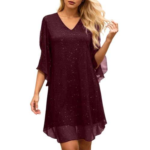 Estilo Flapper Vestido Mujer Cuello Alto Mangas Cortas Vestido de Lentejuelas Charleston Acordes de Flecos Detalles de Perlas Carnaval Vestido de Fiesta Seductora Ropa de Noche Formal Atuendo de Baile