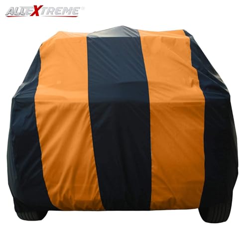 Image of Allextreme MSE5003 Car Body Cover Compatible with Maruti Suzuki Sx4 Custom Fit Dustproof UV Heat Resistant Indoor Outdoor Body Protection (Navy Blue & Orange with Mirror)