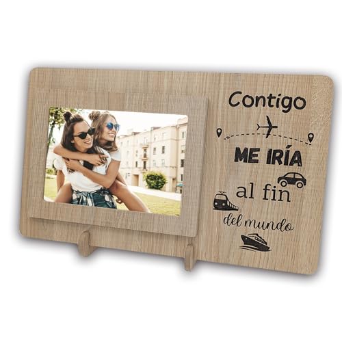 NIRALIS Marco de fotos con frases originales portafoto 10x15 - Regalos para Novios, Novias, San Valentin, Persona Especial,Parejas y Amigos (Contigo)