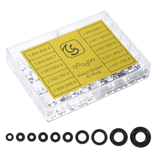 Hohopeti 1箱 時計修理用ゴムパッキン 種各入り 多規格ラバーリング 防水シールガスケット 腕時計アクセサリー 修理工具ボックス付き