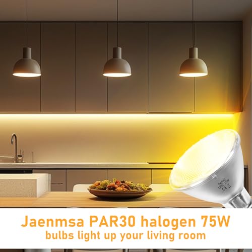75W Par30 Halogen Flood Light Bulbs 120V,Par30 Long Neck Halogen Bulbs E26 Base,Dimmable 2700K Warm White Halogen Light Bulb 6 Pack for 5-6in Recessed/Ceiling Cans/Accent/Tracking Lighting