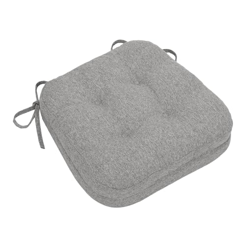 baibu Dining Chair Cushions, Set of 6 Dual-Layer Patent Design Memory Foam Kitchen Chair Cushions, Non-Slip Seat Pads with Ties, 16.5 x 16.5 x 3.5in, 1 Pack, Grey
