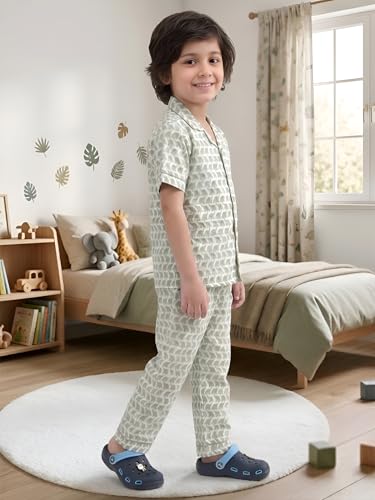 Image of POLKA TOTS 100% Pure Cotton Half Sleeve Night Suit for Kids, Girls & Boys | Cotton Pyjama Set | Unisex Night Dress for Children | Night Suit for Girls |Sleepwear for Kids | Winter Night Dress for Boys