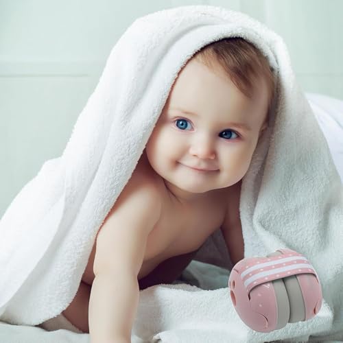 Image of Baby Ear Protector for Flight, Pink Soft Headband Ear Muffs for Kids 0-36 Months, Noise Reducing Baby Ear Buds, Travel Essentials for Infants