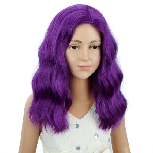 Image of PATTNIUM Purple Mixed Short Side Part Curly Wavy Wig Halloween Wig