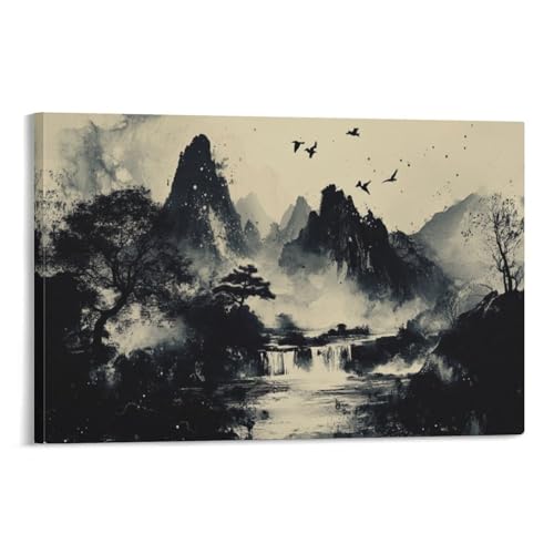 Peinture à l'encre art tableau sur toile anti-reflet 40x60