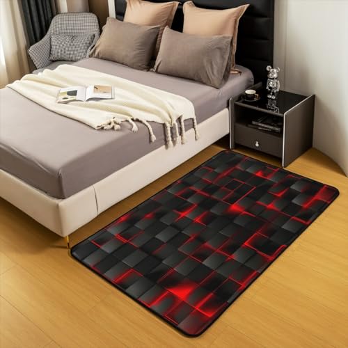 Tapete Decorativo Rojo y Negro 3x5 geométrico miniatura 5