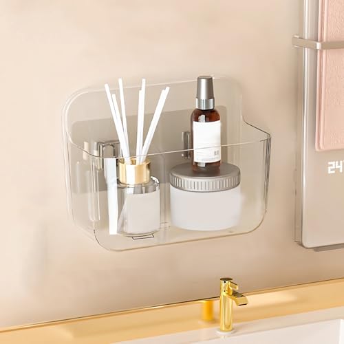 Diesisa Acrylic Wall Mount Organizer, Self Adhesive Organizer for Wall, Cabinet Door Organizer, No Drilling Hang Walls, with 2 Compartments, for Bathroom, Pantry, Kitchen, Utility Room