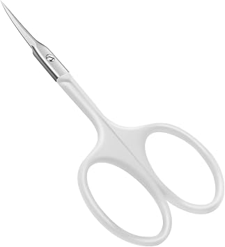 CGBE Cuticle Scissors, Extra Fine Curved Eyebrow Scissors, White