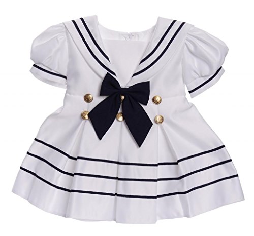 White Girl Sailor Dress with Navy Blue Strip (US, Age, 3 Years, White)2