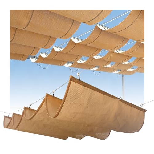 Bâche rétractable pour pergola – Auvent en bois pour terrasses extérieures, patios, porches, hôtels et piscines – Installation facile (W : 2,5 m x L :...